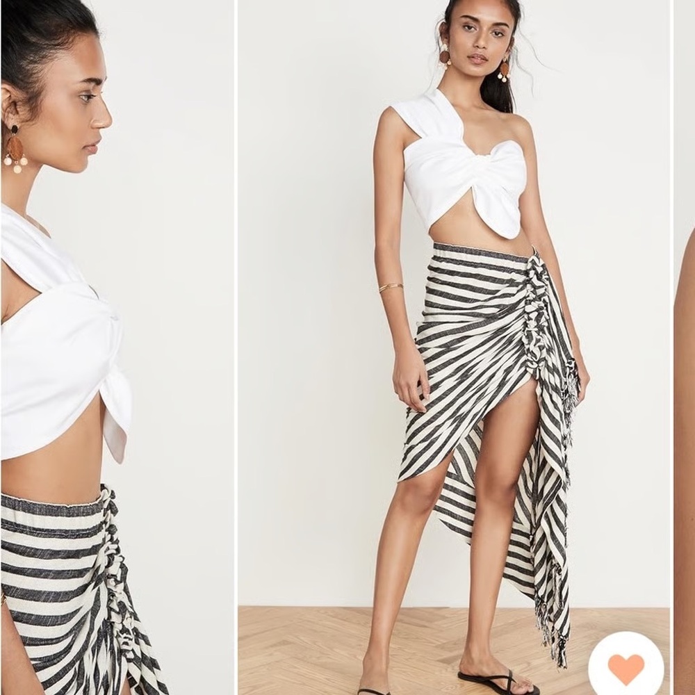 Just bee queen Tulum black white stripe wrap skirt s